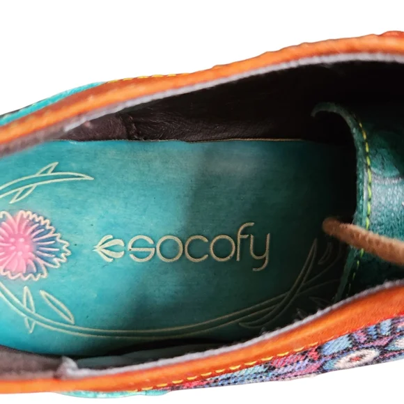 Socofy Vintage Floral Genuine Leather Colorful Shoes Aztec Boho Size 42 Us 11 - Picture 6 of 8